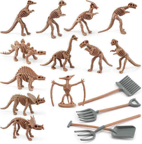 LC JoyCre 16PCS Mini Dinosaur Fossil Skeleton - Plastic Dino Figure Bones