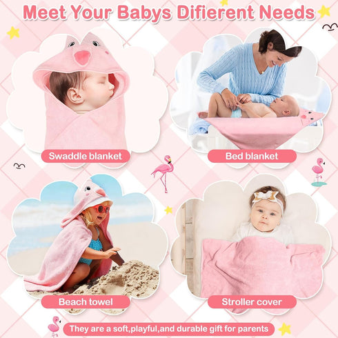 Sublaga 4 Set, 32x32 3 Pcs Baby Towels and Washcloths Hooded Baby Towel, Soft and Absorbent Baby Bath Towels, in Baby