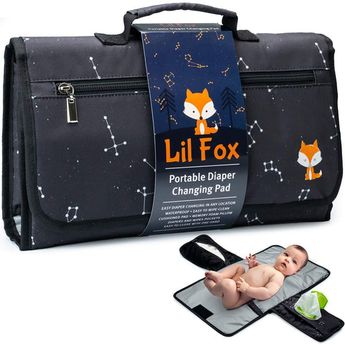 Lil Fox Portable Changing Pad - One-Hand Diaper Change Pad for Baby