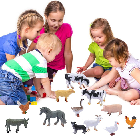smilixin 12 Set,Animals PCS Animals Figures,Mini Farm Animal Figurines,Plastic Farm Animal Figures Learning Educational