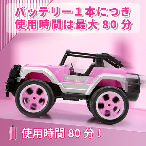 Carox Remote Control Car for Girls, 160 mins Pink RC Convertible Truck with Doll & Sticker, 1:16 Scale, Ages 4-12