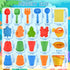 Beach Toys Set for Kids, Collapsible Sand Bucket and Shovels with Watering Can, Mesh Bag, Ice Cream & Animal Sand