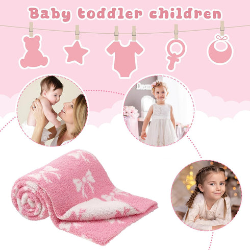 30 40 Inch SmoothNovelty Pink Bow Baby Throw Blanket Cute Dual Side Microfiber Newborn Girl Swaddle Blanket x Coquette