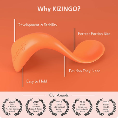 Right-Handed Curved Baby Spoons - First Stage Infant Baby Led Weaning Soft-Tip Training Teething Spoon, Silicone