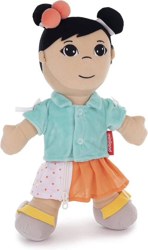 Miniland Washable Diversity Doll: Asian Girl - Develop Manual Skills, Dress and Undress, Ages 2-6