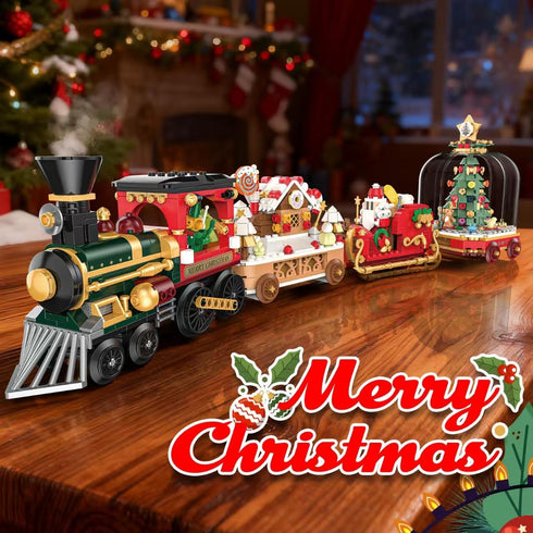 Set, Sets 8+(1041 Christmas Train Building Blocks Trian Model Building Toy Collectible Holiday Block for Boys & Girls