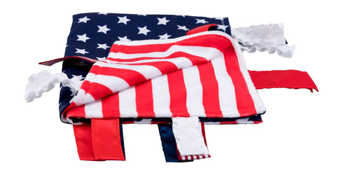 Baby Sensory Security & Teething Closed Ribbon Tag Lovey Blanket, 14”X18” American Flag