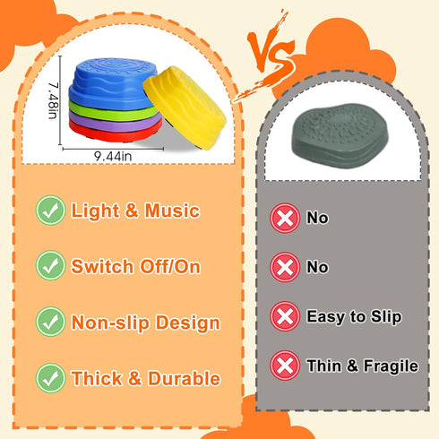 3 4 5 6 7 3-5 4-8 Music & Light up Stepping Stones for Kids, Non-Slip Toddler Balance Stepping Stone for Year Old