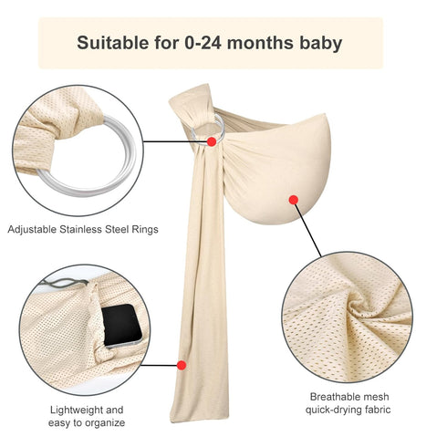 Summer, Swimming, Water Ring Sling Baby Carrier, Adjustable Lightweight Breathable Newborn Carrier Sling for Pool