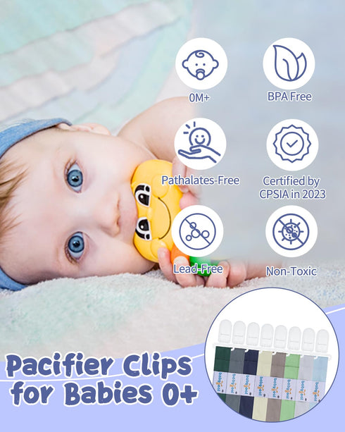 8 Pack, babygoal Baby Pacifier Clips Pacifier Holder Clips for Boys and Girls Fits Most Pacifier and Binkies-Neutral