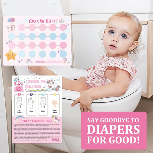 Unicorn Potty Training Chart for Toddler Girls - Potty Training Sticker Chart for Girls Potty with Sticker, Sticker