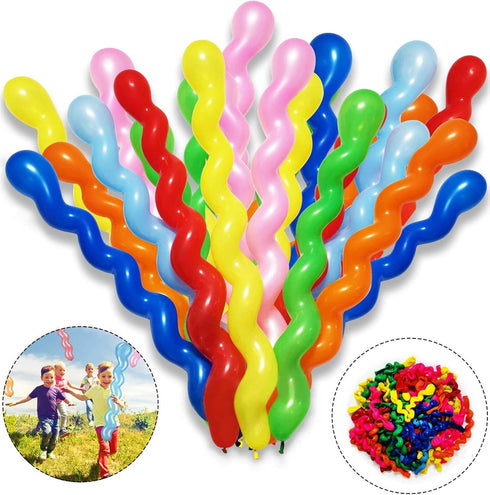 100Pcs 40 Inches Latex Spiral Balloons for Birthday Party, Assorted for Boys and Girls