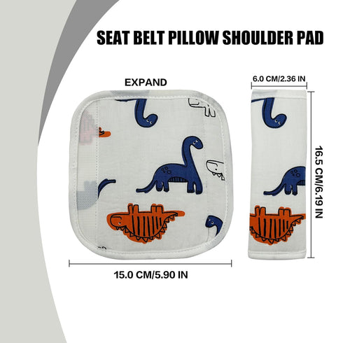 Baby Strap Cover for Children, 2 Pcs Infant Car Seat Belt Cover Pad, Neck Pad Protector for Kids Newborn Toddlers (Navy Dinosaur)
