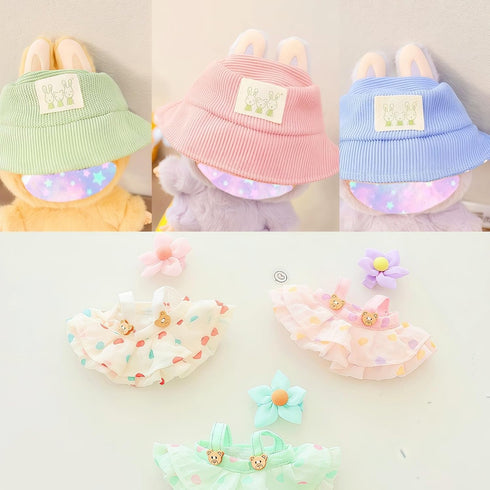 Xinbalove 17cm 3 Set 6.7inch 1st/2nd/3rd Clothes for Labubu Doll, Pieces Dress Outfit for Doll Suit, Fashion Chic Hat