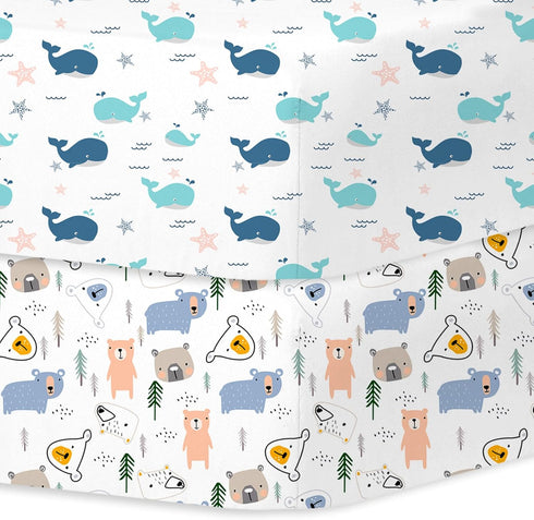Little Grape Land Crib Sheets Baby Toddler Sheets 2 Pack Fitted for