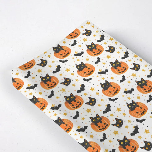 KuphiL10C Cute Halloween Pumpkin Cat Bats Stars Pattern Baby Changing Pad Cover, Unisex