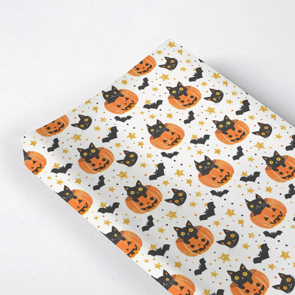 KuphiL10C Cute Halloween Pumpkin Cat Bats Stars Pattern Baby Changing Pad Cover, Unisex