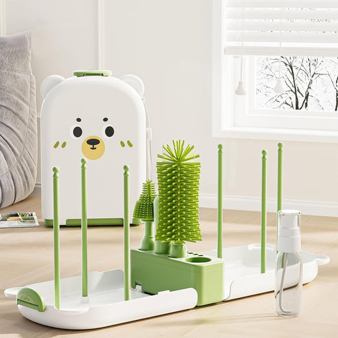 6-in-1 Set Travel Baby Bottle Cleaner Kit with Storage Case Compact Bottle Brush for Infant Feeding, Breast Pump Parts