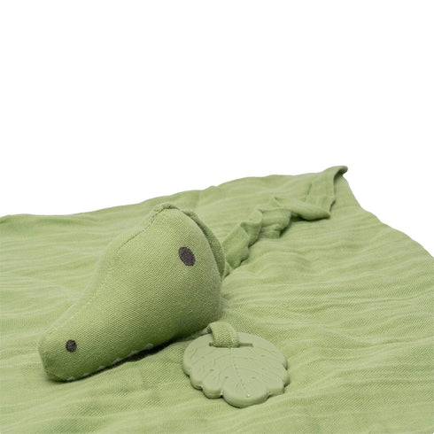 Crocodile-Themed Comforter with Rubber Teether for Infants