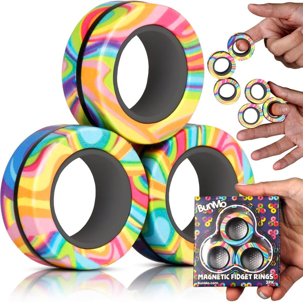 BUNMO Magnetic Fidget Ring, Fidget Toys for Adults, Endless Fun - Spin, Connect & Play - Great Gift for Boys & Girls