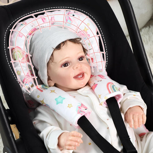 Pack Set, of Baby Car Seat Head Support and Nursing Pillow Cover Ultra Soft Comfortable