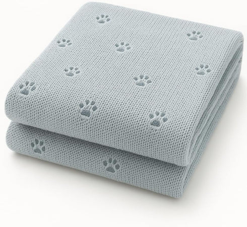 Cozy 30x30 LullabyMall Knit Baby Blanket with Paw Print Pattern Soft Lightweight Breathable Newborn Swaddle Blanket