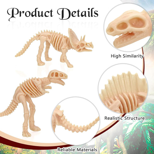 VICROIC 60 PCS Dinosaur Fossil Skeletons, Assorted Dinosaur Skeleton Toys Figures for Science Play Dino Sand Dig Party