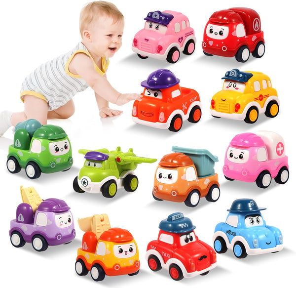 TGXLAK 12 Pcs Pull Back Cars Set Toys for 1 2 3 Year