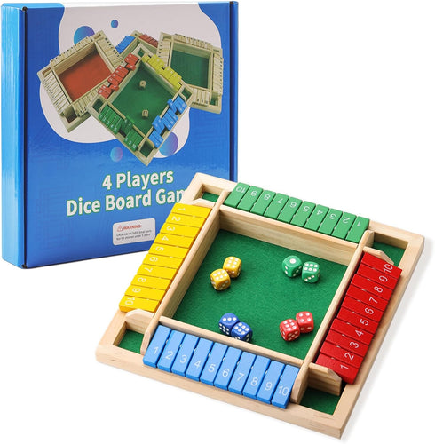 Elfclove Shut The Box Game, 1-4 Players, Classic 8Dice Closed-Box, Improves Mathematical Skills,
