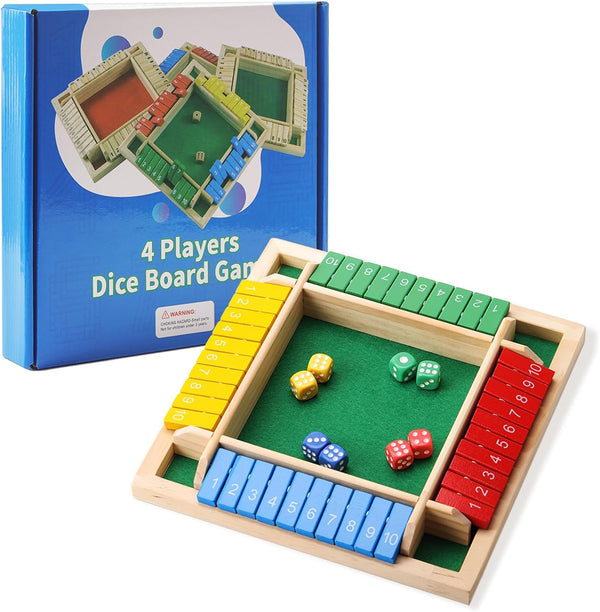 Elfclove Shut The Box Game, 1-4 Players, Classic 8Dice Closed-Box, Improves Mathematical Skills,