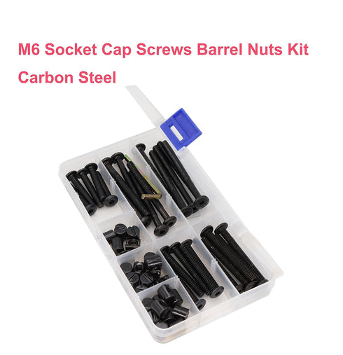cSeao Parts,50pcs M6 M6x40/50/60/70/80mm Black Baby Bed Crib Screws Replacement Hex Drive Socket Cap Barrel Nuts