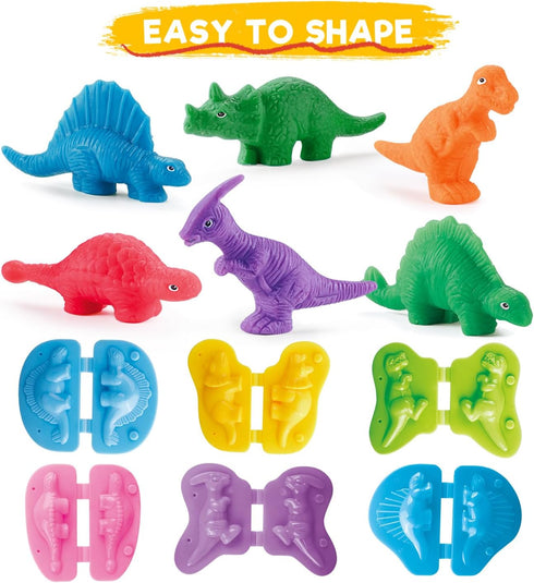 Sets 37 Dinosaur Color Dough Toys, Pieces Dino Theme Color Dough Tools Accessories with Volcano and Fossils for Boys