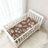 CZXW 52" 28" Boho Floral Brown Crib Sheets Fitted x Natural Cotton Soft & Breathable for Baby Crib Mattress