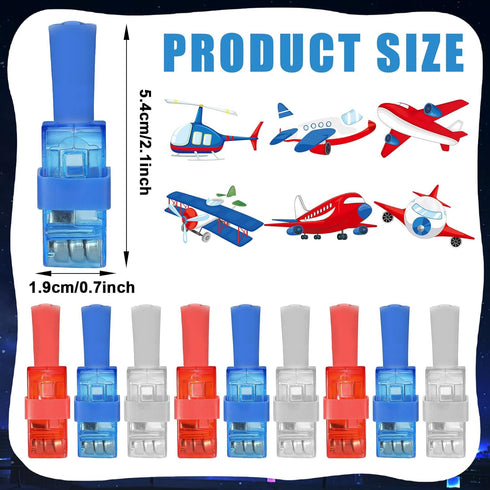 36PCS Airplane LED Finger Lights Aircraft Party Favors Glow in the Dark Light Up Finger Lights Plane Themed Toys Bulk