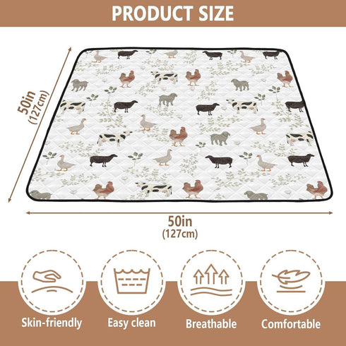 KICPOAY 50 50 Baby Play Mat Farm Cow Rooster Goose x Playpen Mats for Floor Play Gym Crawling Mat Non-Slip Cushioned
