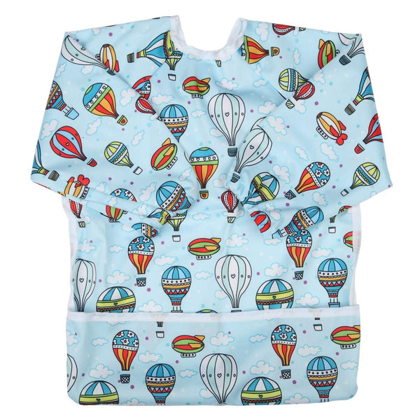 Baby Bib Sleeved Shirt with Pocket for Toddler Painting - 1-3 Years Old (Hot Air Balloon)