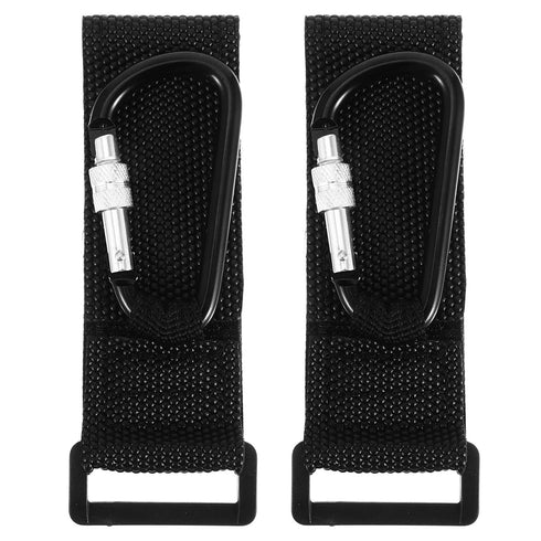 DECORNIJIA 2 Pcs Stroller Hooks with Pu Strap and Aluminum Alloy Clip, Non-Slip