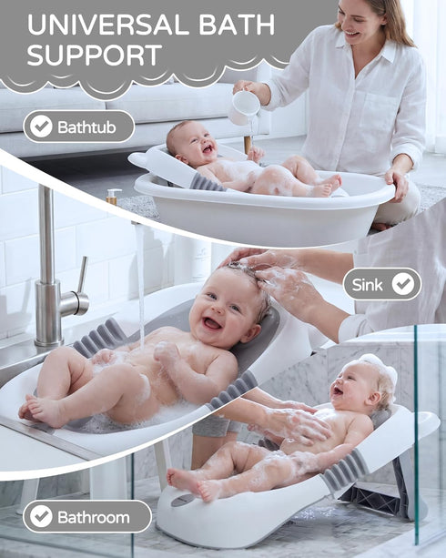 ISELECTOR 0-6 Baby Bath Support Foldable Baby Bathtub Bath Tub for Newborn Infant Baby Bath Seat with Non-Slip Suction