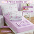Set 4-Piece Set Set Set, Set, Toddler Bedding for Girls Purple Boho Tufted Daisy Flowers Toddler Bed Comforter