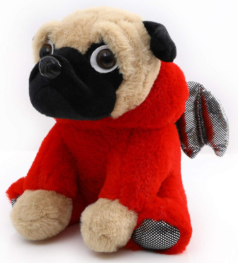 Pug Devil Stuffed Animal, Plushies Dog in Devil Costume, Funny Plush Toys for Kids, 12 Inch