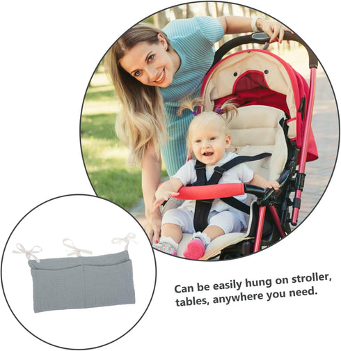 FAVOMOTO Bed Organizer Cotton Storage Bag with Double Slots for Efficient Diaper and Bottle Storage Portable Hanging