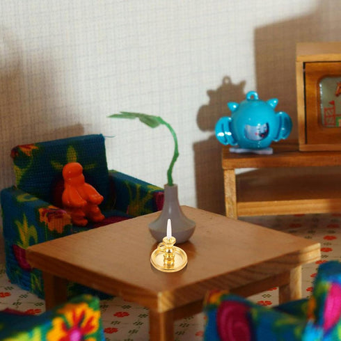 Toyvian 2PCS Miniature Candlestick Dollhouse Accessories, Tiny House Candle Holders for Decorations