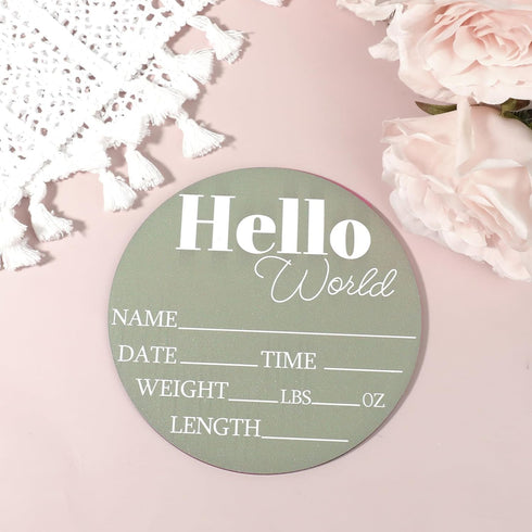 Jeffdad 7.08" Wooden Baby Name Announcement Sign, Birth Announcement Sign Hello World Newborn Photo Prop for Babies