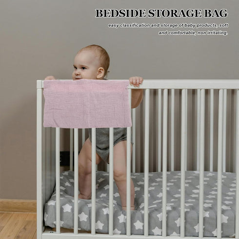 UPKOCH Bedside Organizer and Stroller Diaper Caddy for Babies, Dual Pocket Cotton Hanging Storage Bag with Cup Holder