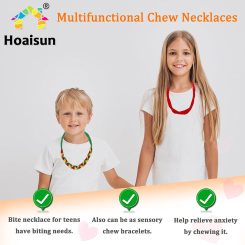 Chewy Necklaces for Sensory Kids, Terry Cloth Chew Necklaces for Chewing, Teething, and Biting