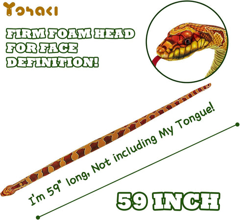 59'' Large Snake Plush Toy - Washable Giant Simulation Cuddle Toy for Boys and Girls Birthday Gift