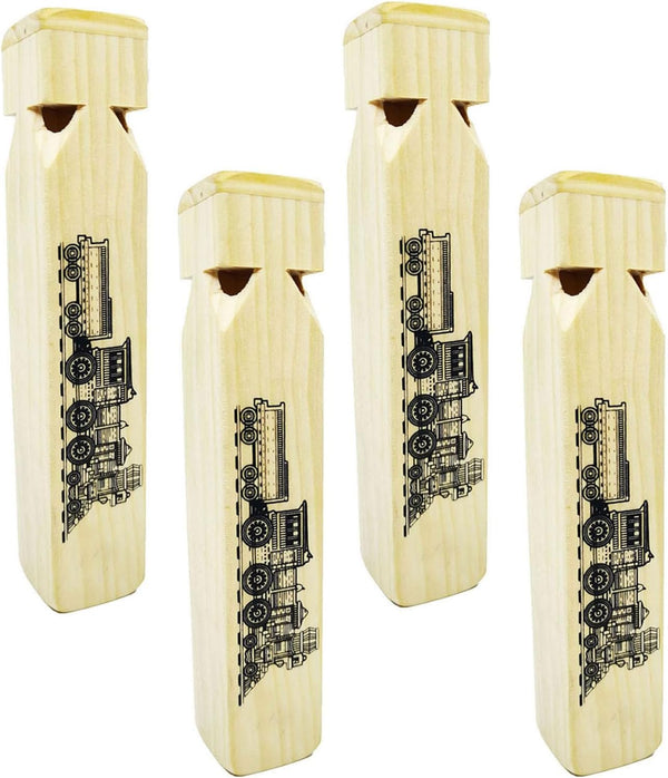 Fartime 4 PCS-Wooden Train Whistle Musical Toy for Kids (4 Tone)