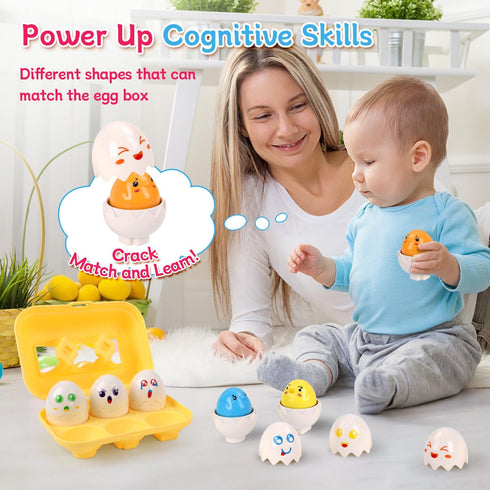 USATDD Easter Egg Toys Hide & Squeak Matching Eggs for Toddlers, Color Recognition Sensory Learning Toys, Fine Motor