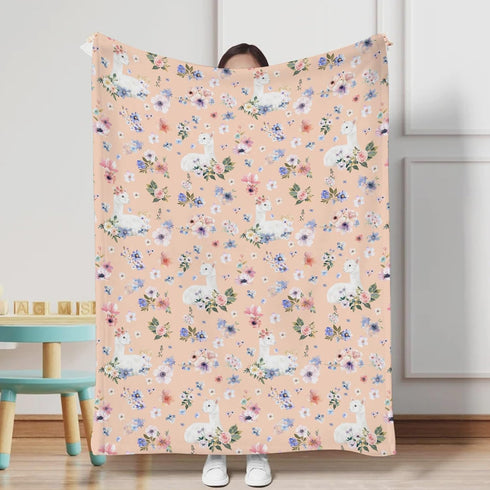 Watercolor Llama Boho Floral Leaves Baby Blanket for Boy Girl Llama Wild Plants Receiving Blanket Animal Soft Flannel Receiving Blanket Infant Newborn Toddler Nursery Bedding Blanket Playmat 30x40