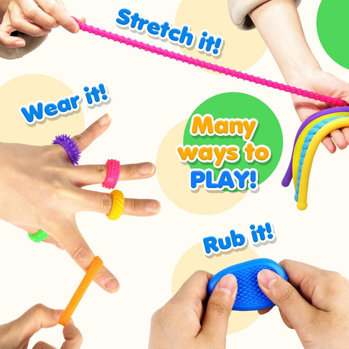 26 Pack Fidget Sensory Toys for Kids: Quiet Squishy Fidgets for Classroom Students Prizes- Textured Soft Fidget Rings